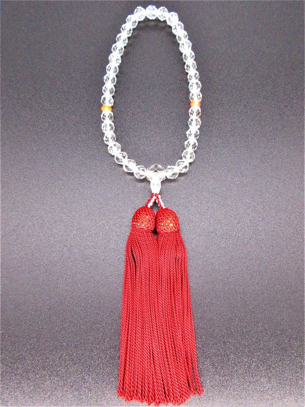 数珠 冠婚葬祭 宗教用品 キッチン 日用品 文具 天然石 お念珠 水晶切子 片手用 宗派共通 正絹