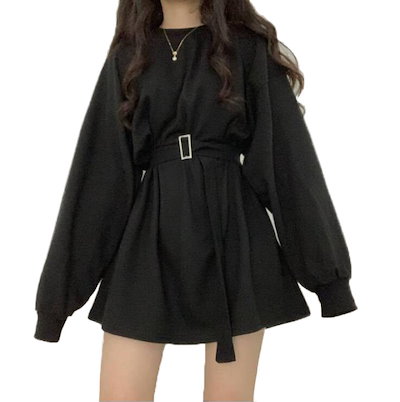 Qoo10 ミニワンピース 韓国 ブラック 長袖 ブ レディース服