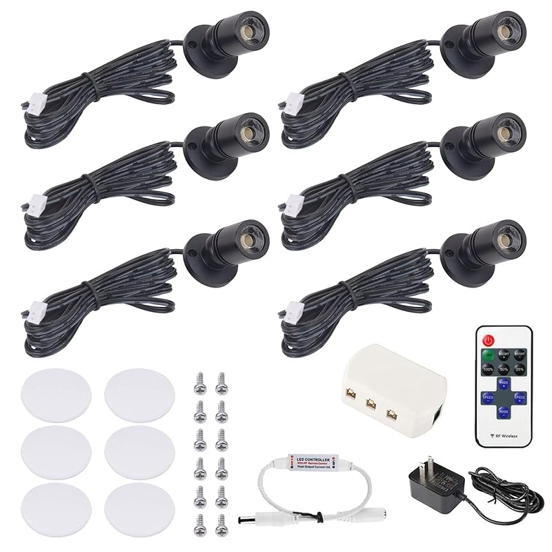 Aduson ミニスポットライト 6000K 6個 LED1.5W 12VDC ジュエリー ショーケース ディスプレイ 照明器具 調光機能付き