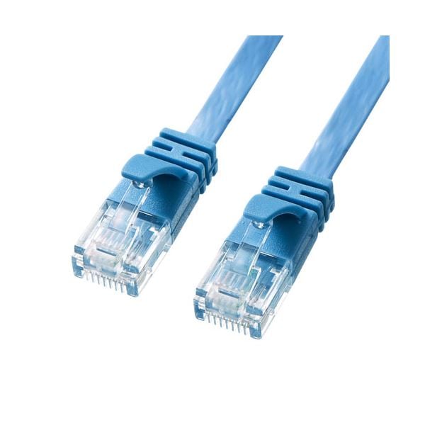 （まとめ） サンワサプライ カテゴリ6AフラットLANケーブル KB-FL6A-07BL (×2セット)