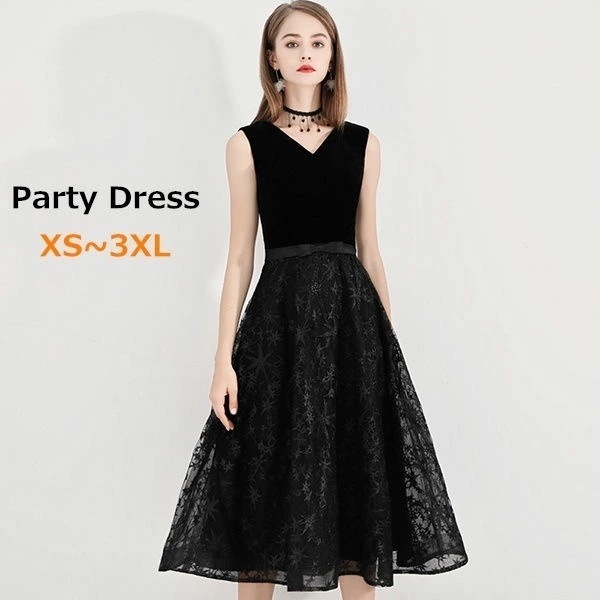 【本日限定】ドレス 大人 ピアノ 発表会 ミモレ丈ドレス 演奏会 演奏会用ドレス ピアノ発表会 黒 結婚式 高校生 パーティードレス 演奏会ドレス 大きいサイズ 母親 コンクール イブニング ミモレ丈