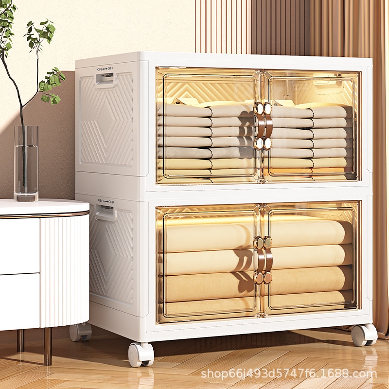 ワードローブ収納ボックスキルト衣類衣類収納ボックス家庭用ロッカー透明折りたたみプラスチックボックスオーガナイザーボックス