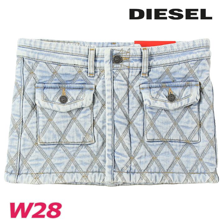 デニムミニスカート レディース DE-RON-FS1 ヴィンテージウォッシュ加工 キルティング die-l-s-f8-6ep