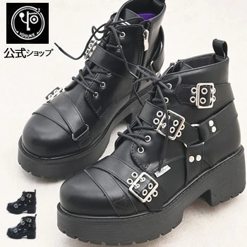 【公式SHOP特典キズ補修液付】 ヨースケ 厚底ブーツ メンズ ベルト付き　レースアップブーツ 防滑ソール使用 歩きやすい 5.5cm ヒール