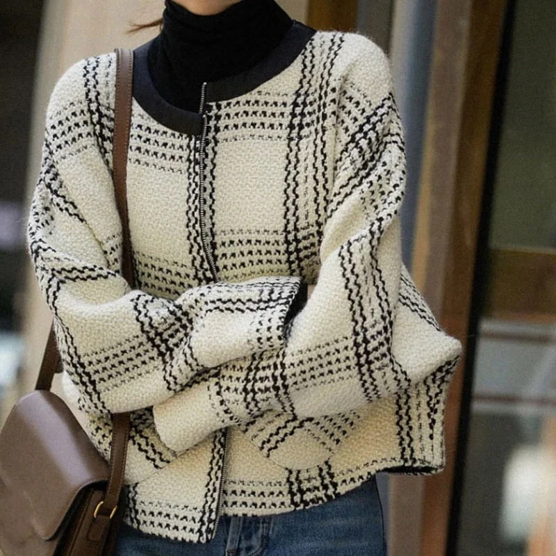 ブレザージャケット レディース 新作 長袖ツイードブレザー ノーカラージャケット カーディガン チ