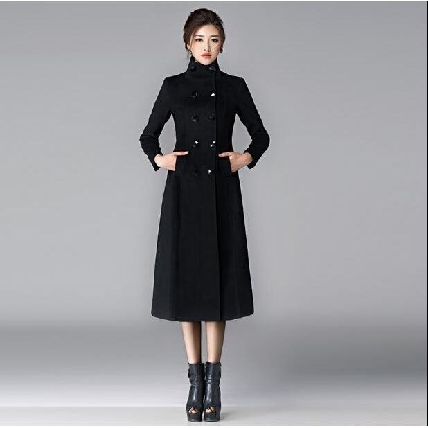 5107.超ロングコート（ブラック）2019 春夏 sale アウター 美ライン おしゃれ カジュアル メルトンコート オフィス ビジネス お出かけ 女子会 普段使い 通勤 通学 結婚式 披露宴 パ