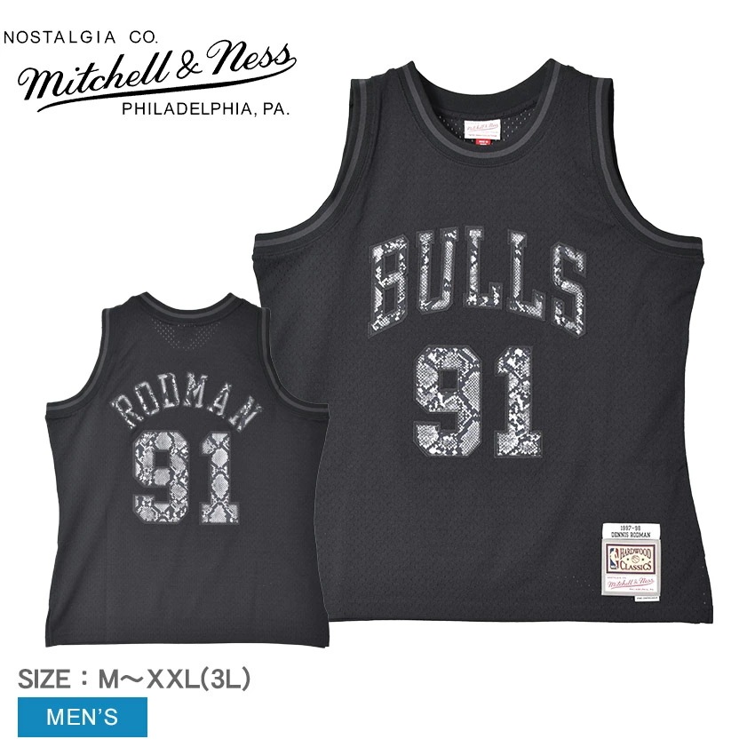 ミッチェル＆ネス NBA LEATHER SNAKESKIN SWINGMAN JERSEY BULLS 1995 DENNIS RODMAN JY8787-CBUBLCK メンズ バスケ ユニフォー