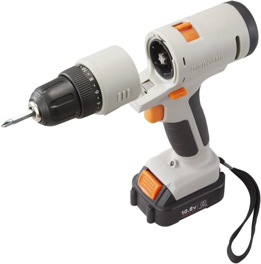 アイリスオーヤマ 1台5役 10.8V マルチギア 充電式ドリルドライバーセット バッテリー付 充電器不要 type-C 充電 PJM10DRS サンドベージュ