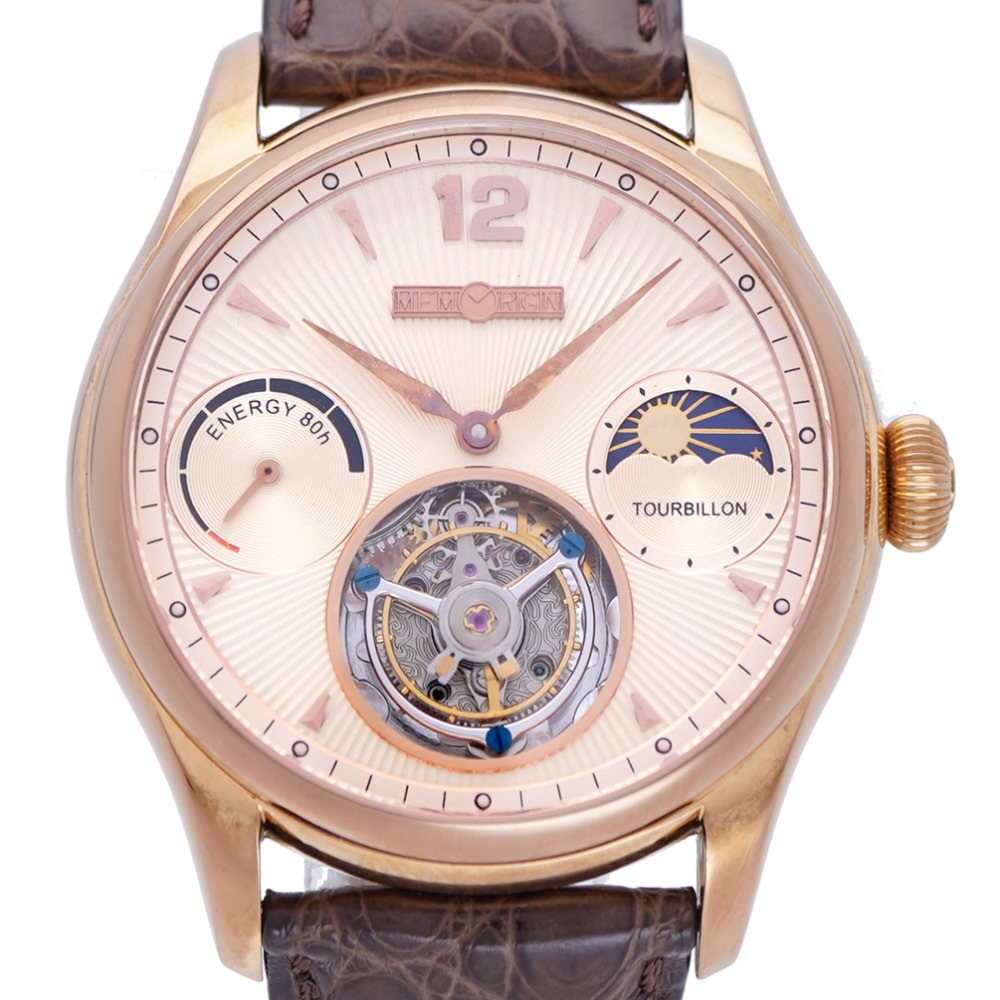 メモリジン 手巻き トゥールビヨン エバーラスティング 腕時計 ステンレススチール/型押しレザー ゴールド 0041【中古】MEMORIGIN メンズ 84,700円