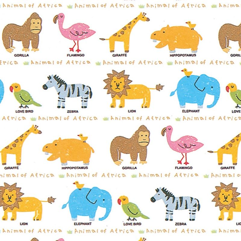 （まとめ買い）シモジマ HEIKO 包装紙 ファンシー柄 半才 アフリカ 50枚 750x528mm ラッピング用品 002408400 [x3セット]