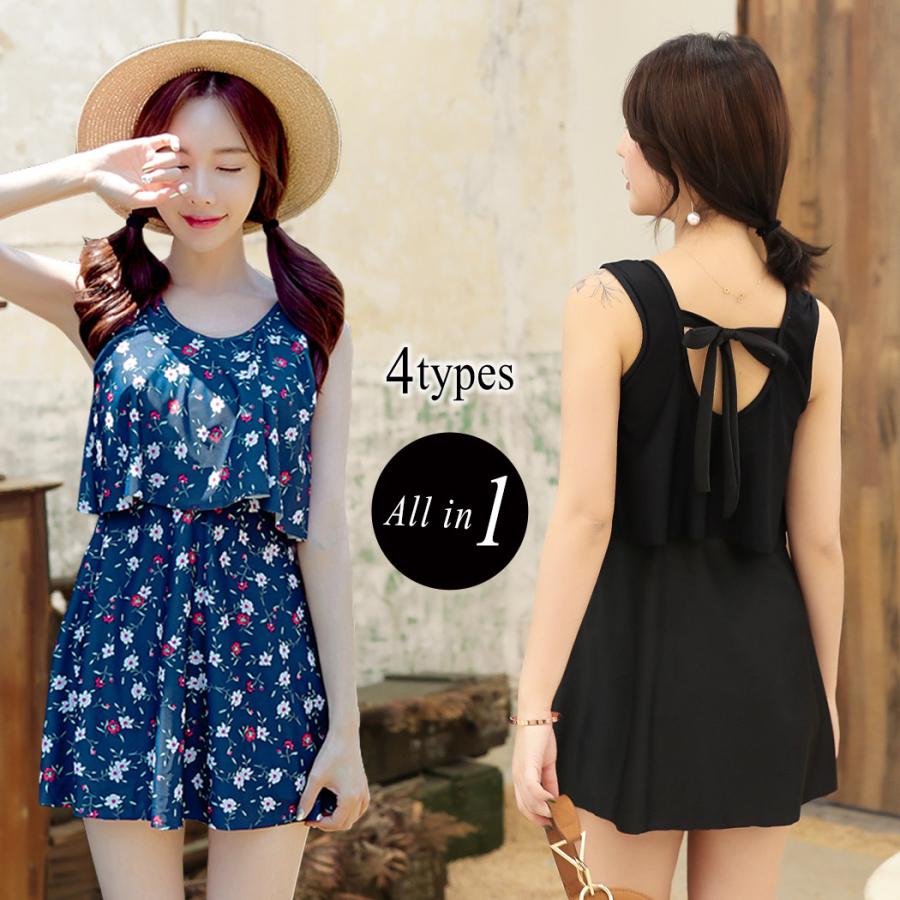 2025新入荷！【早割り】体型カバー 水着 レディース ワンピース オールインワン ママ水着 大きいサイズ ミセス 20代 30代 40代 50代 60代 ぽっちゃり セクシー 黒