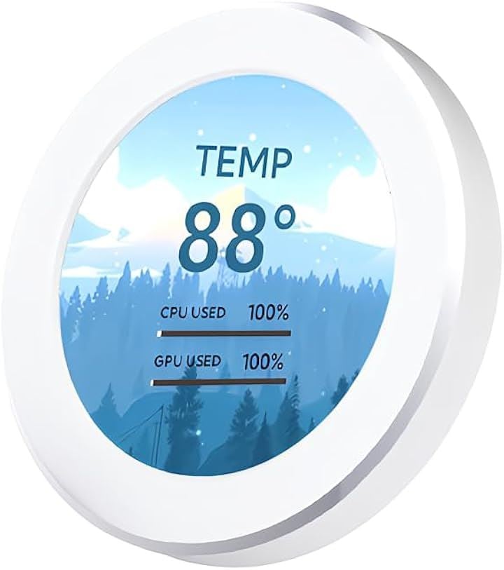 2.1インチ 水冷サブスクリーン ips円形スクリーン 内蔵スクリーン 360度回転 ウォールペーパー( ホワイト)