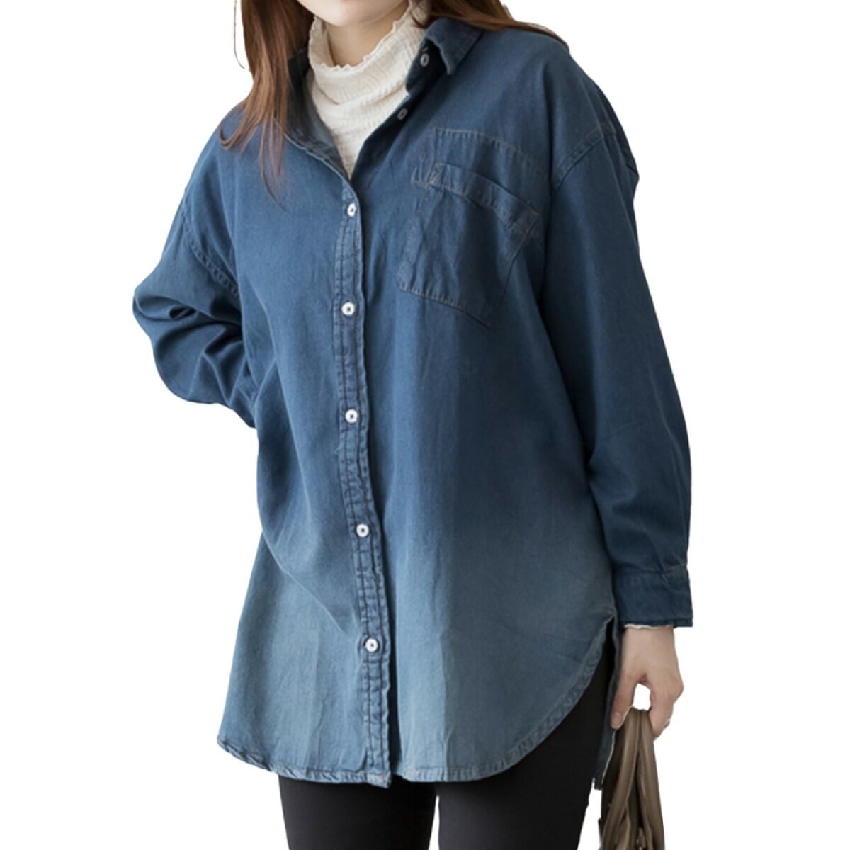デニムシャツ レディース シャツ デニム 長袖シャツ 大きいサイズ ゆったり 薄手 綿100 コットン100 長袖 襟付き 春 秋 冬 秋冬 おしゃれ 体型カバー カジュアル 30代 40代 50代