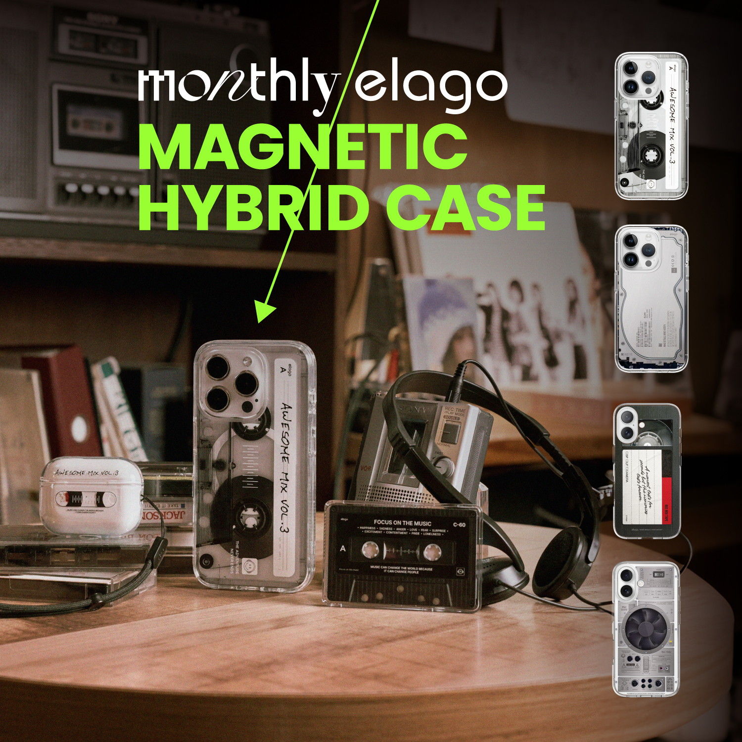 iPhone 15 対応 ケース MagSafe 対応 耐衝撃 クリア スマホケース おしゃれ デザイン マグセーフ カバー monthly elago MAGNETIC HYBRID CASE