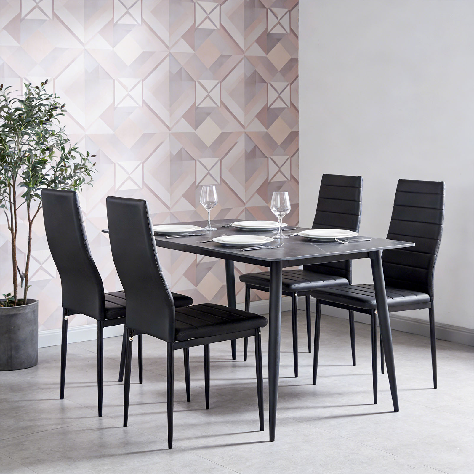 [国内発送 送.料無料]A58 ダイニングチェア 4脚セット レザー 椅子 イス 食卓椅子 レトロ 北欧 コンパクト リビングチェア