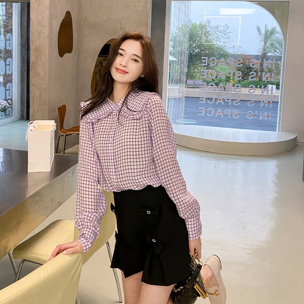 LIERKISS 万能なフレッシュチェック柄シャツ