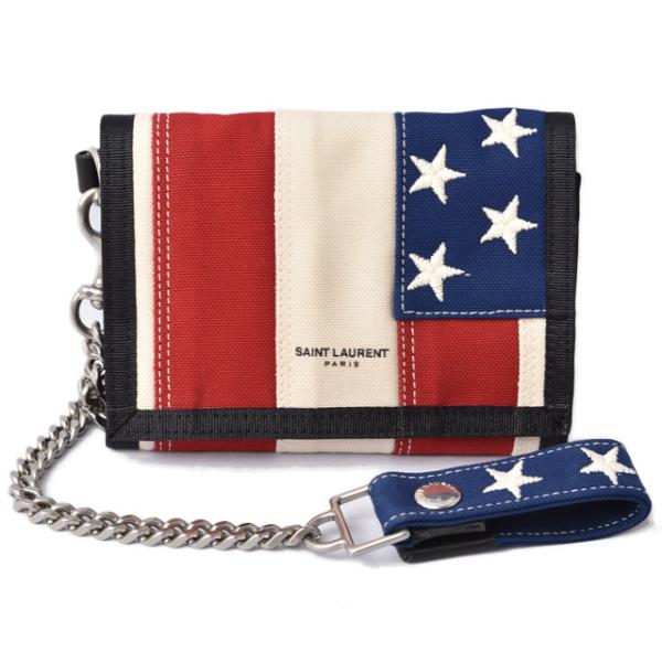 折財布/チェーンウォレット YSL SAINT LAURENT キャンバス BOSTONNASTRO 556469 935A6 2686