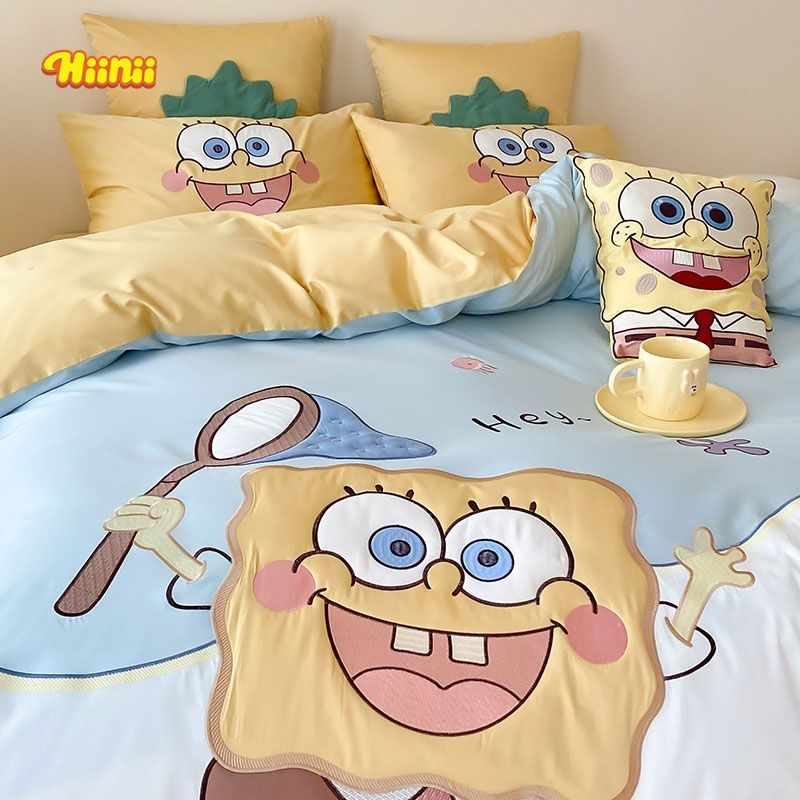 かわいいスポンジ赤ちゃん綿ベッド4点セット綿布団カバー学生シーツ3点セット