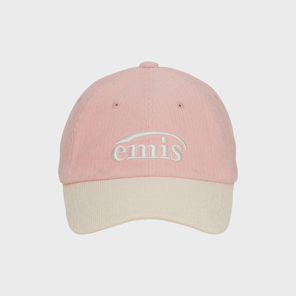 Emise コーデュロイツートンボールキャップ-ライトピンク