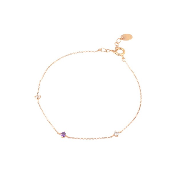 リボン済＆紙袋 ブレスレット 正規品 3石モチーフ 2月誕生石 誕生日 4度 アメシスト トパーズ シルバー 祝い 喜ばれるギフト