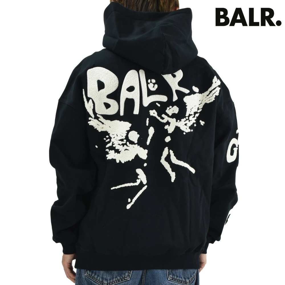 ボーラー BALR. パーカー メンズ プルオーバーパーカー フーディー ブラック 黒 GAME OF THE GODS GRAFFITI BOX FIT HOODIE【b12611131】