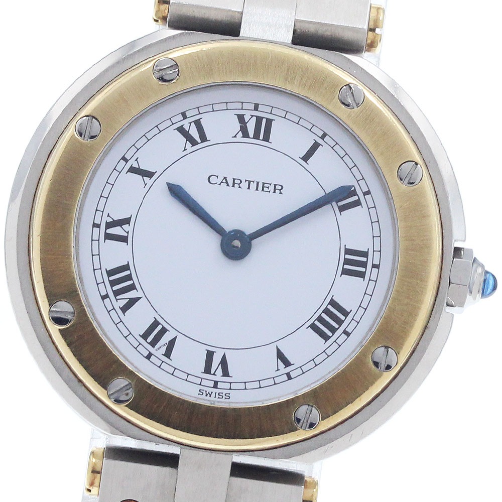 カルティエ CARTIER サントスラウンドSM YGベゼル クォーツ レディース _954285【中古】