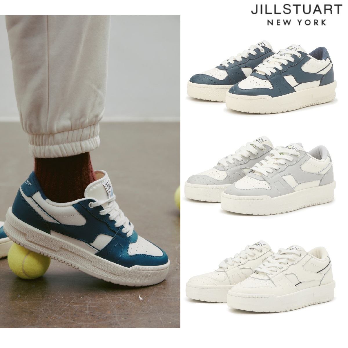 [TENYS CLUB] Color combination Leather Unisex Sneakers 4色 [23-28] 男女共用 女性の靴 カップルアイテム ストリートファッション