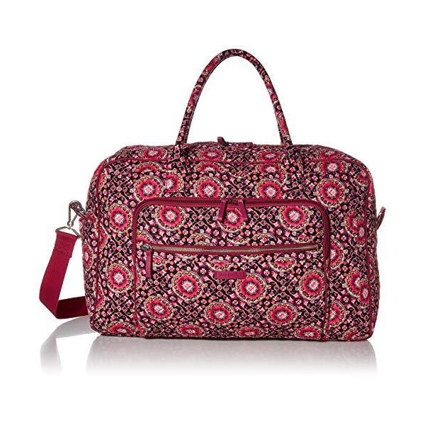 Vera Bradley Women s Vera Bradley Women s Signature Cotton Weekender Travel Bag Raspberry Medallion