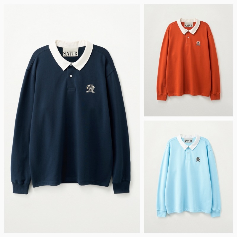 【SATUR】26SS CREST LOGO RUGBY LONG SLEEVE : 3COLORS