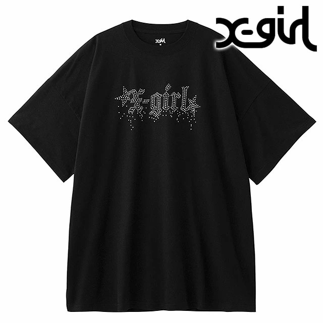 ラインストーン スターダストロゴ ショートスリーブTeeドレス [105252041009] レディース トップス ビッグシルエット TシャツBLACK ブラック 黒 正規取扱店