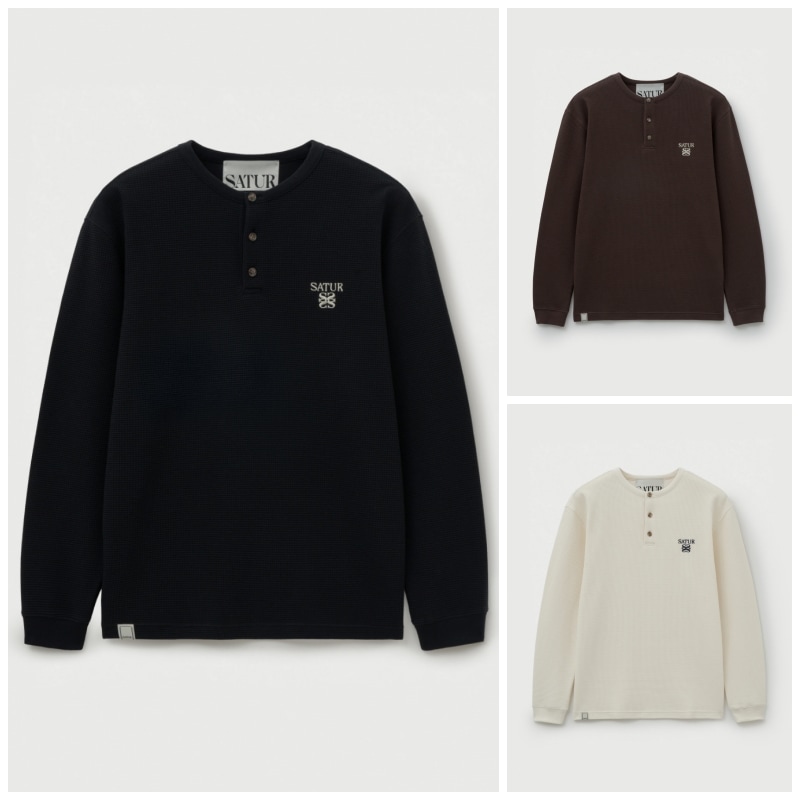 【SATUR】[RIIZEs Pick] WAFFLE HENRY NECK T-SHIRT : 3COLORS 9,438円