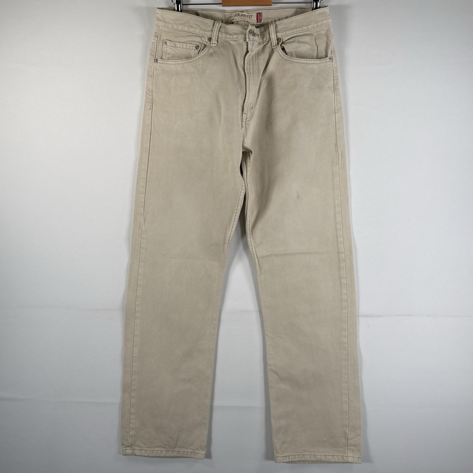 古着 デニムパンツ 505 ジップジーパン ストレート カラーパンツ 5ポケット w34 L32 ベージュ メンズ