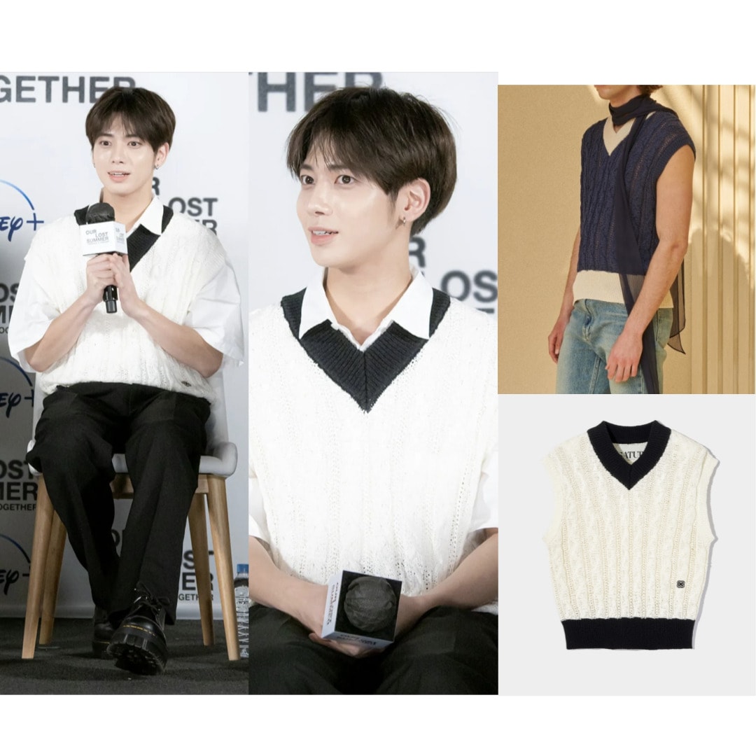 【TXTテヒョン着用】V-Neck Cable Meshed Thin Knit Vest 10,632円