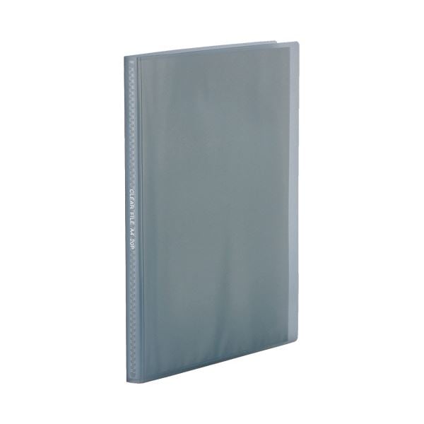 （まとめ） TANOSEE環境にやさしいクリアファイル（植物由来原料配合） A4タテ 20ポケット 背幅16mm ダークグレー1セット（10冊） 5セット