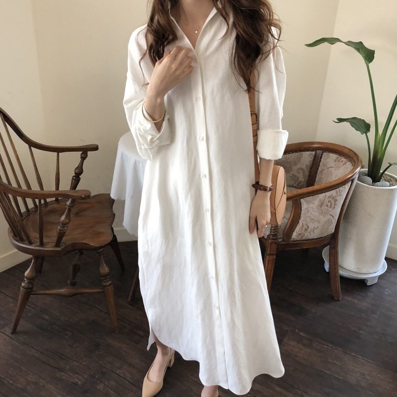 2way シャツ ロングシャツ 長袖 襟付き 前開き ボタン シャツワンピース サイドスリット ポケット かわいい 大人可愛い きれいめ シンプル 上品 おしゃれ かっこいい カジュアル こなれ感 4,932円