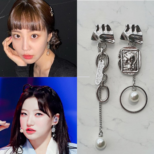 [ホヨンジ着用イヤリング] Roman Soldier & Chain Earrings 韓国の人気芸能人着用 韓国女性アクセサリー SNSで人気 韓国ジュエリー