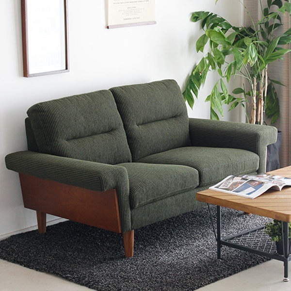 ソファ 幅150cm 2人掛け コーデュロイ ファブリック 木製 天然木 ソファー ひじ掛け リビングソファ 肘付き ローソファ フロアソファ 二人掛け 150 2人掛けソファ ダイニング