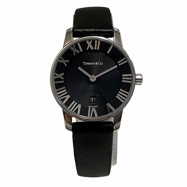ティファニー アトラスドーム ブラック文字盤 クォーツ 腕時計 レディース 【中古】