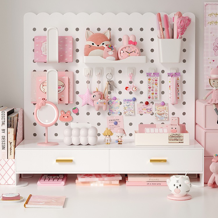 免打孔洞洞板置物架桌面电脑增高架立式金属挂板办公收纳工位整理 16,058円