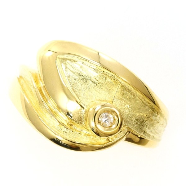 K18 18金 YG イエローゴールド リング 指輪 11号 ダイヤ ジュエリー 中古