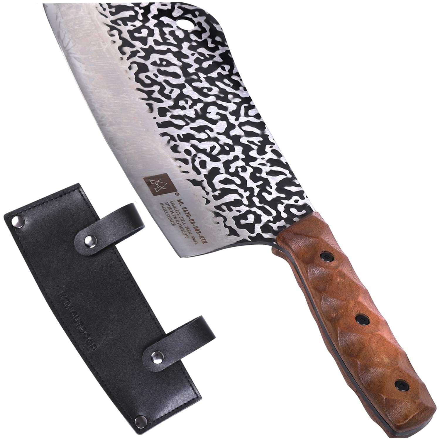 KZM アウトドア ナイフ 【 切れ味 X フィット感 】キャンプ用品 コンパクト 中華包丁 アウトドア用品 調理器具 専用ケース付き クッキングツール コンパクト 携帯 (マスタークリーバーナイフ)