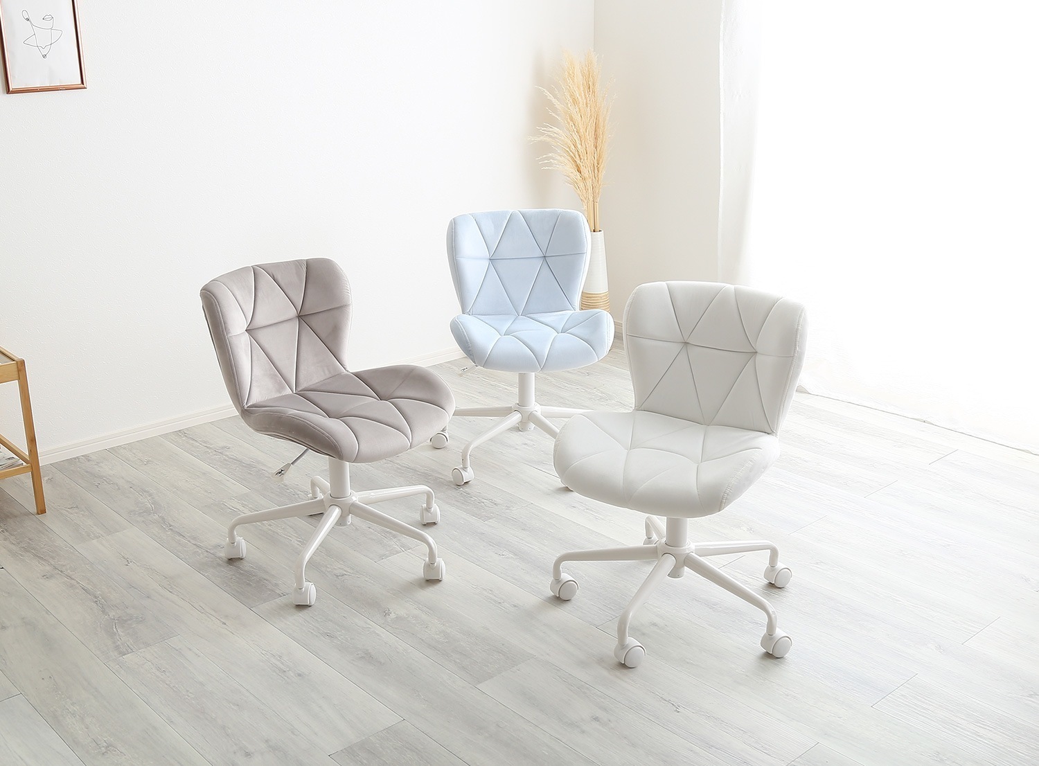 デスクチェア かわいい アンティーク レトロ スエード エレガント ミドルバック おしゃれ キャスター 椅子 回転 昇降 高さ調整