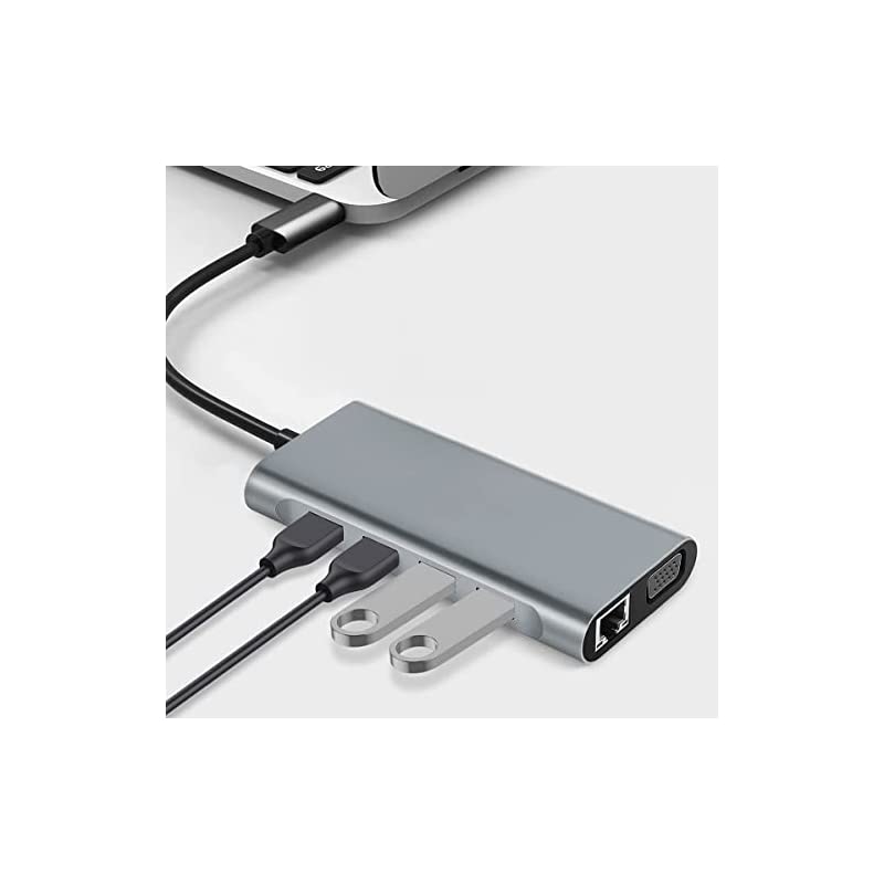 USB C ハブ 11-in-1 Type C アダプタ マルチポート 【4K-HDMI＋VGA＋有
