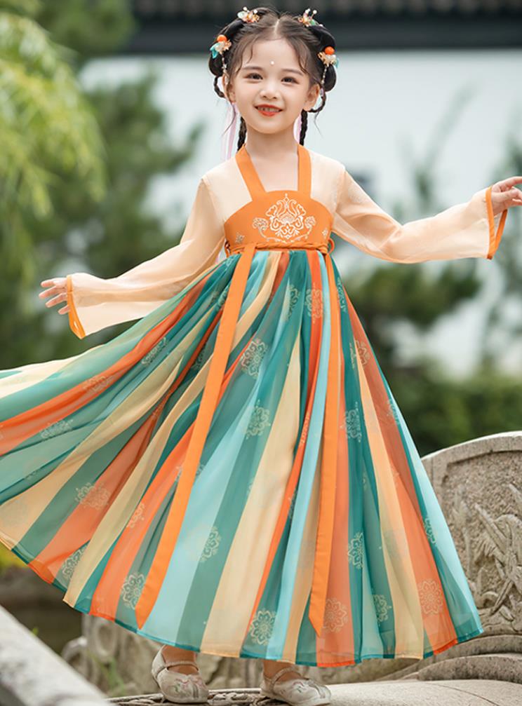 中国風子供女の子チャイナドレス春夏 チャイナドレス長袖ワンピース民族風ナチュラルエスニック風スカート復古風写真撮影パーティー用ドレス演出服唐装漢服キッズ赤ちゃん改良スカート服仙気超仙ひらひらワンピース 5,880円