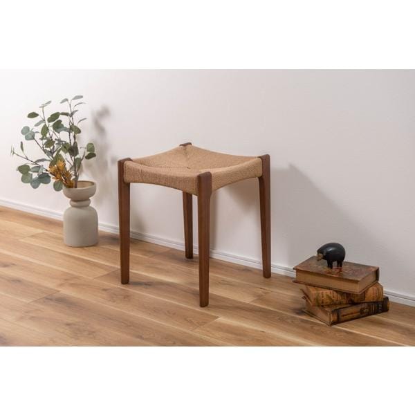 スツール おしゃれ 背もたれなし チェア 椅子 完成品 省スペース 木製 天然木 無垢 北欧 玄関 一人用 ひとりがけ 1人 ナチュラル ペーパーコード 高級 ID012