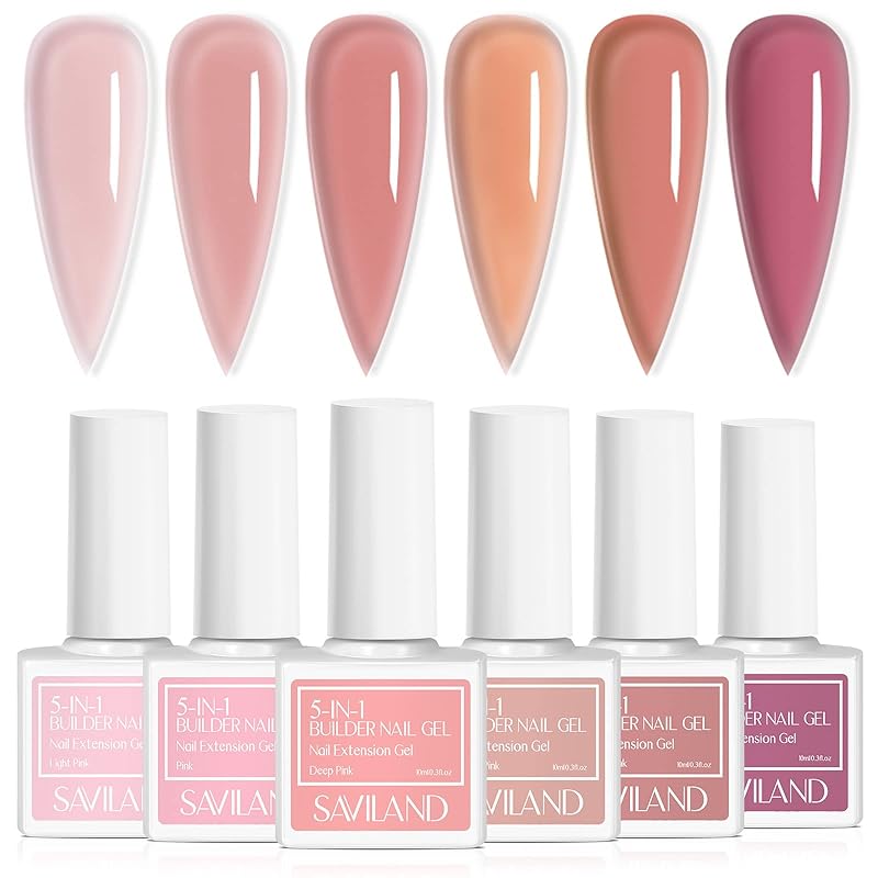 Saviland 5-in-1カラージェル ピンク系 6色*10ML 透明感 長さだしジェル ビルダージェル 初心者 ネイルジェル ネイルリペア補修 ハードジェル 5,266円