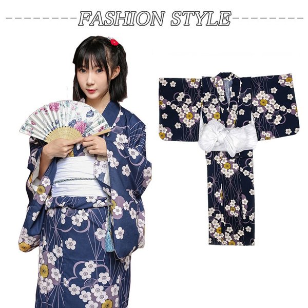 レディース　浴衣 単衣着物 単衣 綿100 仕立て上がり 洗える ブルー 桜の柄　高級 花火大会