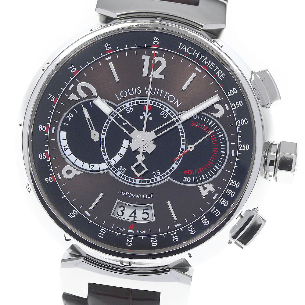 ルイ・ヴィトン LOUIS VUITTON Q102A タンブール クロノグラフ ヴォワイヤージュ 世界688本限定 自動巻き メンズ 箱・保証書付き_804217【中古】