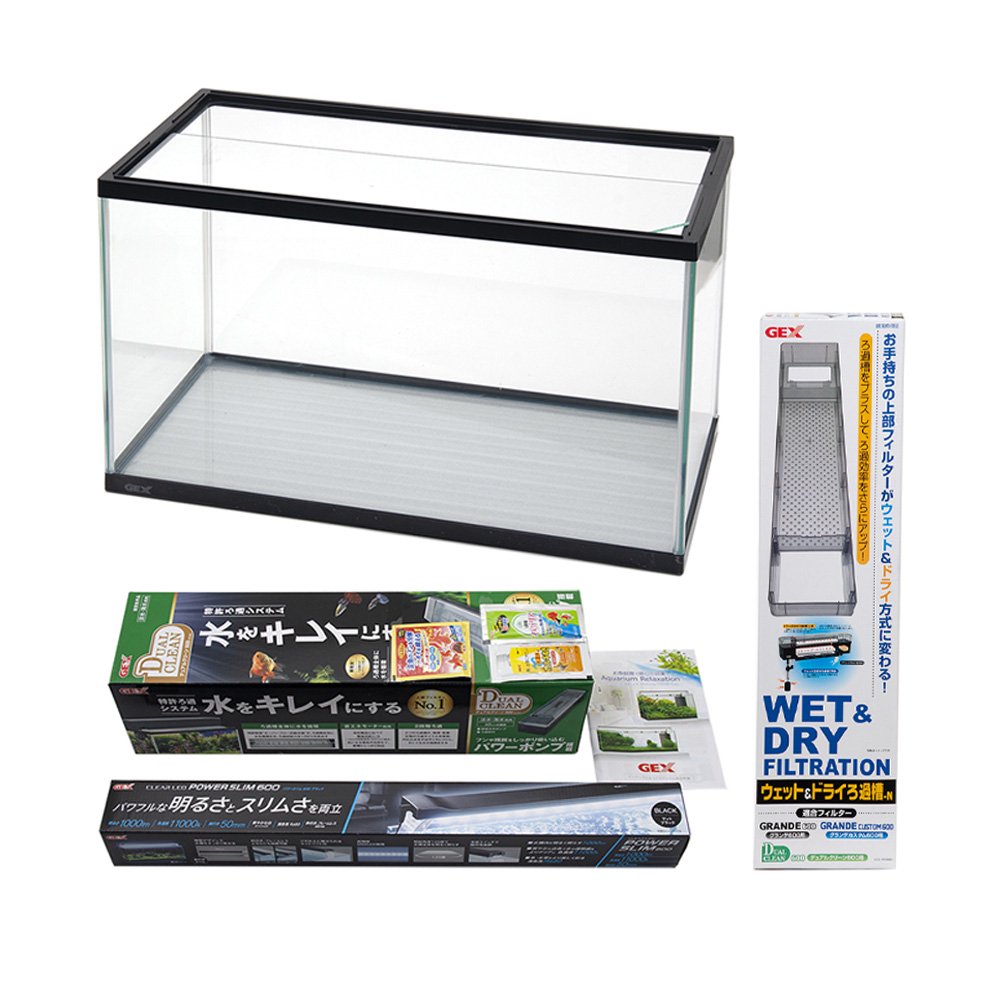 ＧＥＸ　水槽セット　マリーナ６００ＢＫＳＴ　ＬＥＤ＆デュアルクリーンセット　ウェット＆ドライろ過槽－Ｎ付き　お一人様１点限り　ＣＲＣ10―11―03―30―40