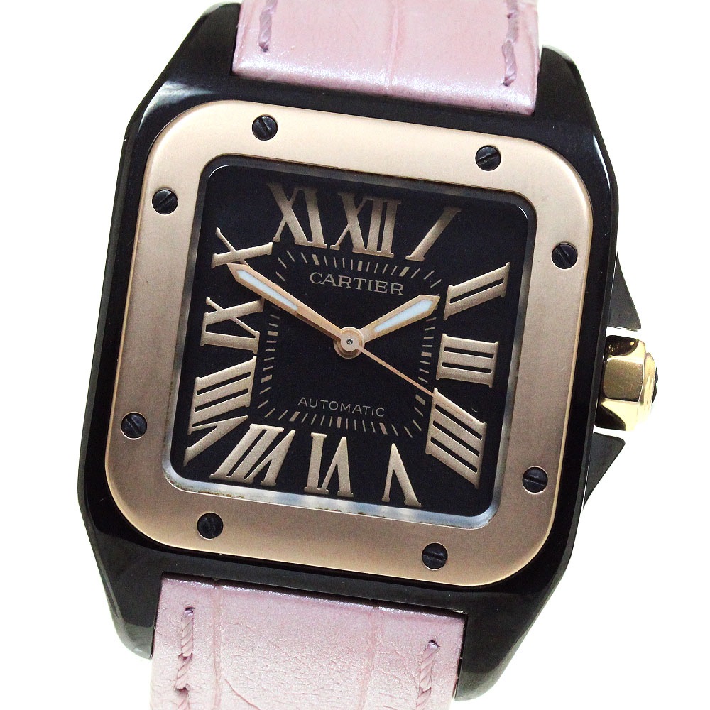 カルティエ CARTIER W2020007 サントス100 MM K18PGベゼル 自動巻き ボーイズ 良品 _816675【中古】